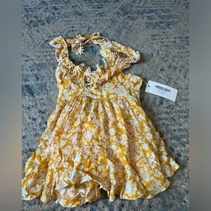 NWT Saints + secrets yellow strappy romper small